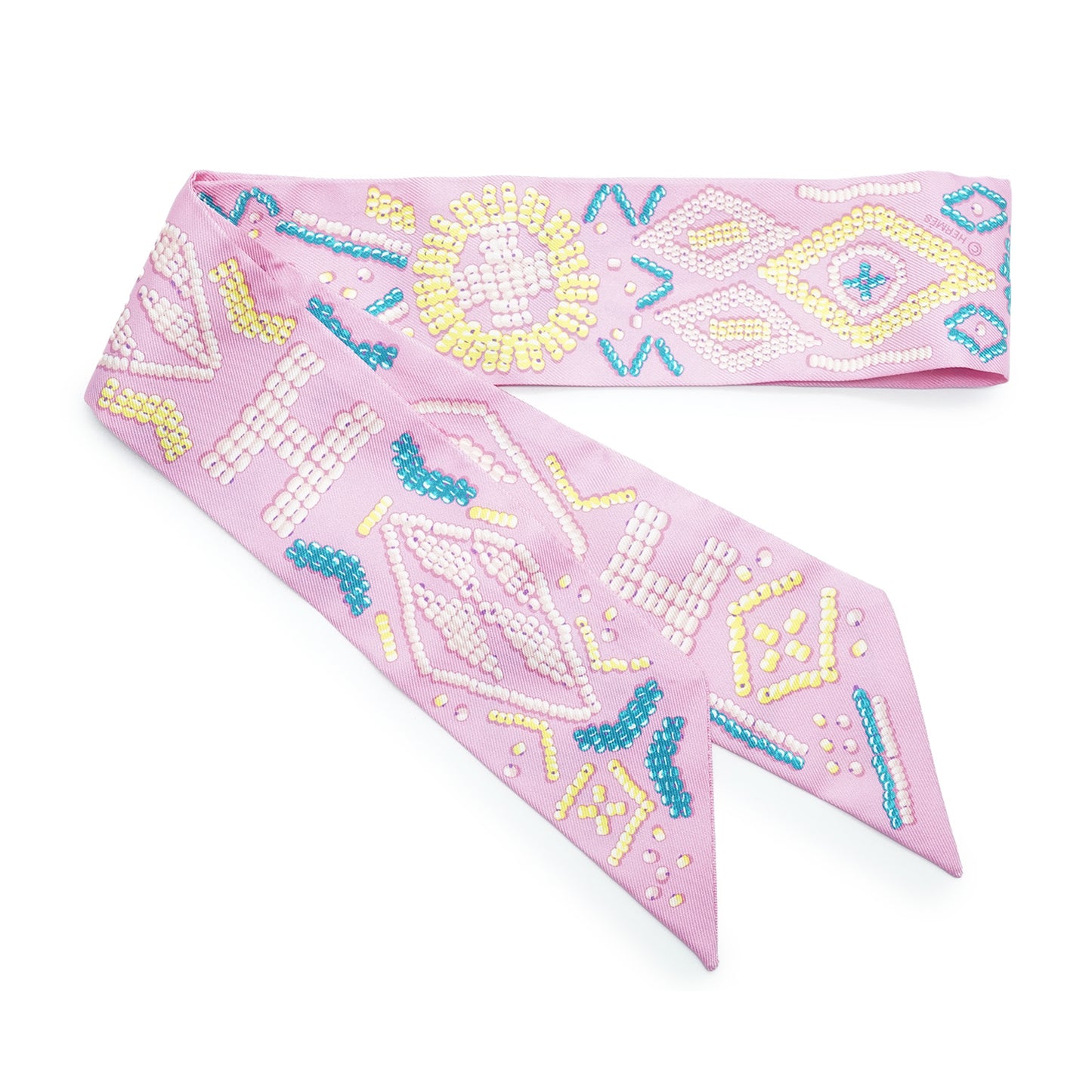 Kelly en Perles Rose Bonbon Silk Twilly