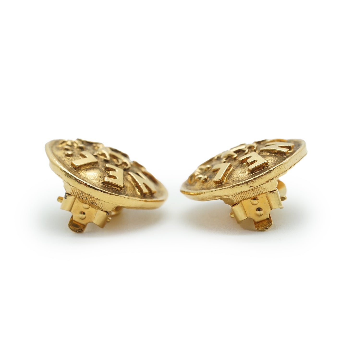 Letter Logo Lion Button Clip Earrings GP
