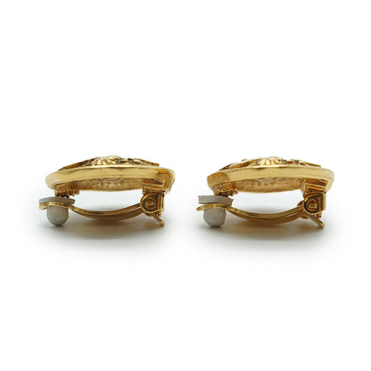 Letter Logo Lion Button Clip Earrings GP