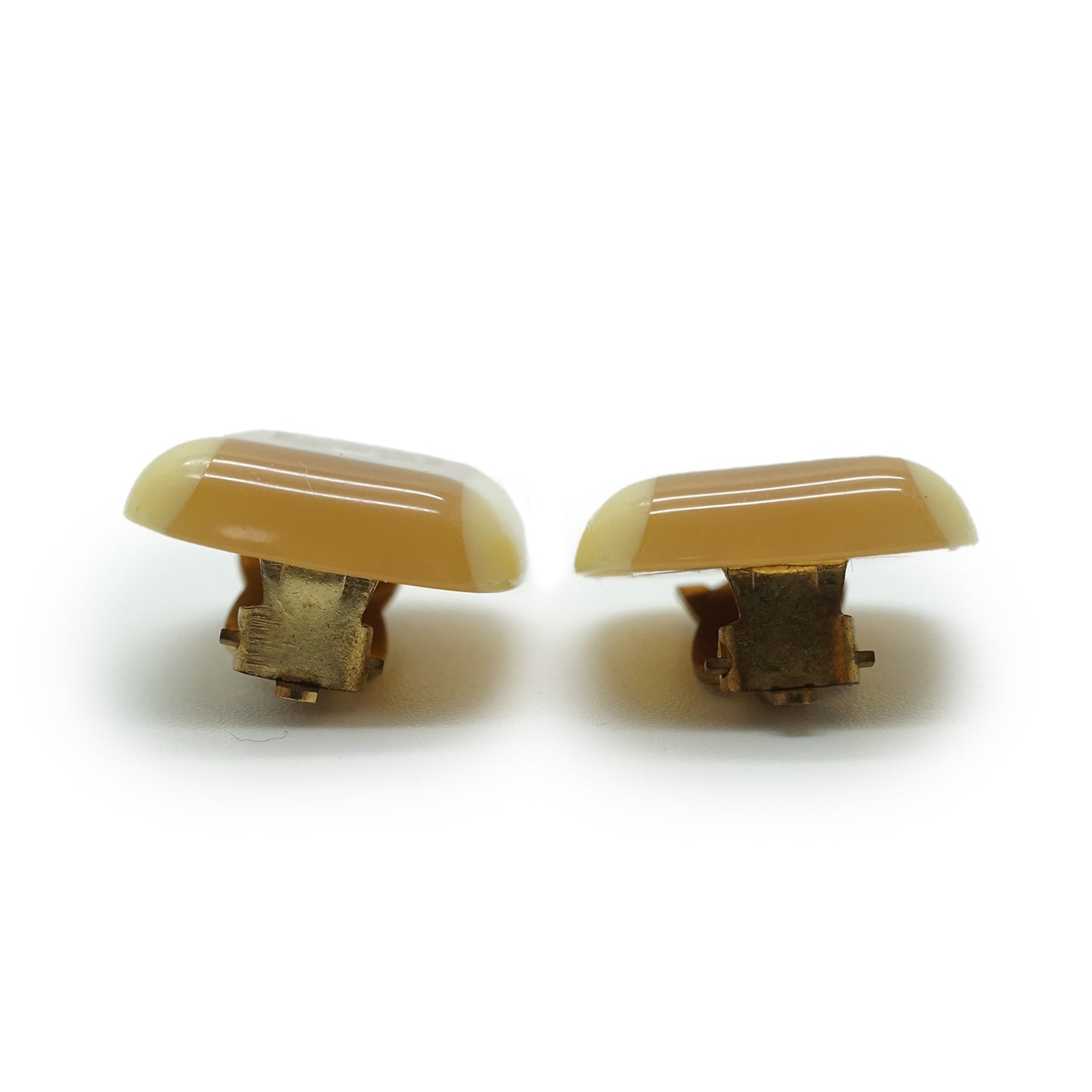 Coco Mark Bicolor Square Button Clip Earrings