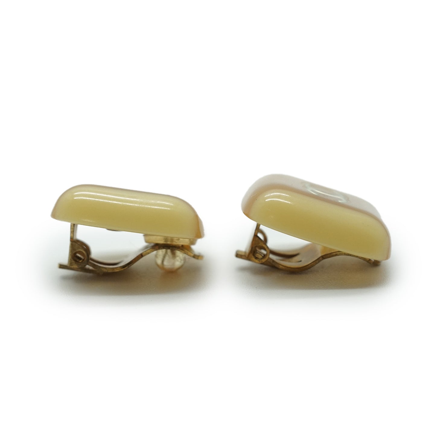 Coco Mark Bicolor Square Button Clip Earrings