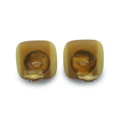 Coco Mark Bicolor Square Button Clip Earrings