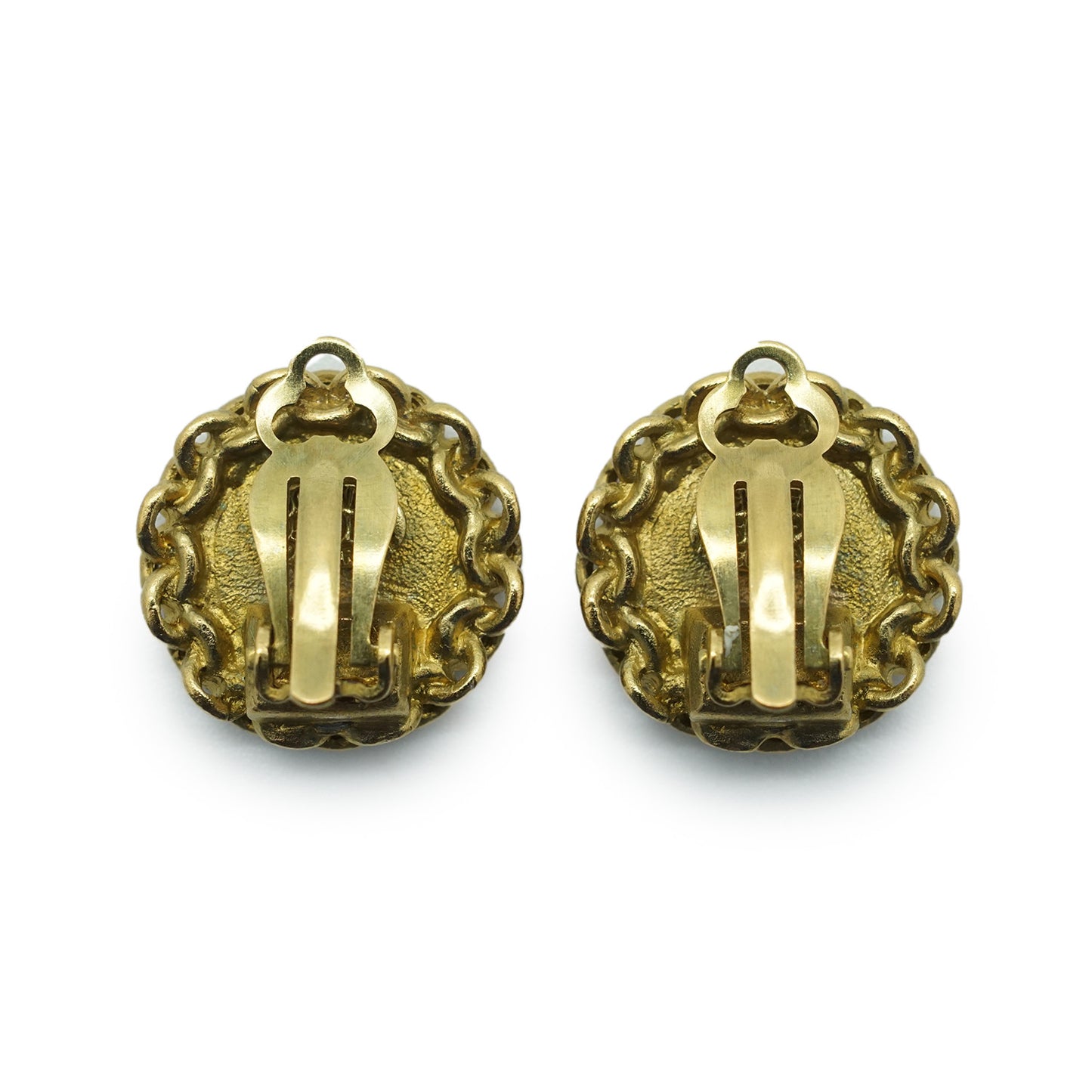 Coco Mark Chain Round Clip Earrings GP
