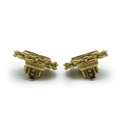 Coco Mark Chain Round Clip Earrings GP