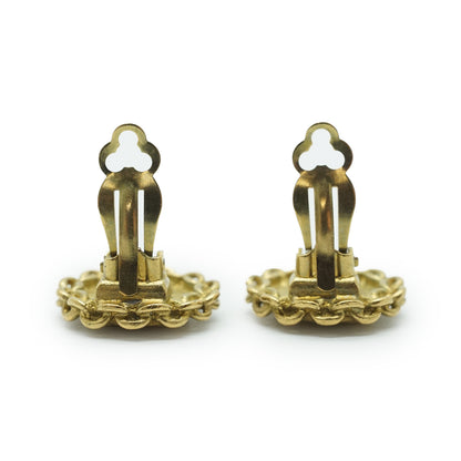 Coco Mark Chain Round Clip Earrings GP