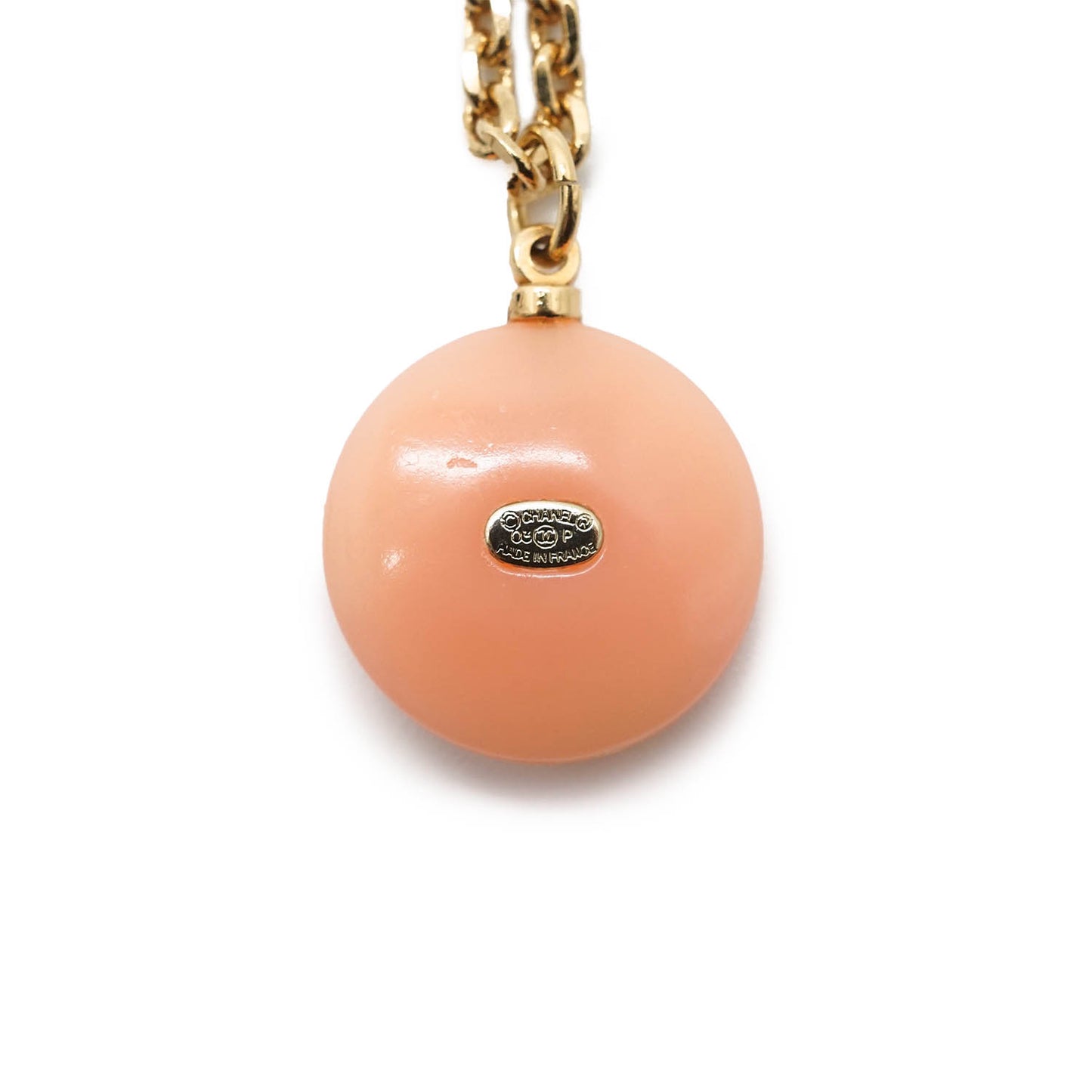 CC Logo Pearl Round Pendant Chain Necklace