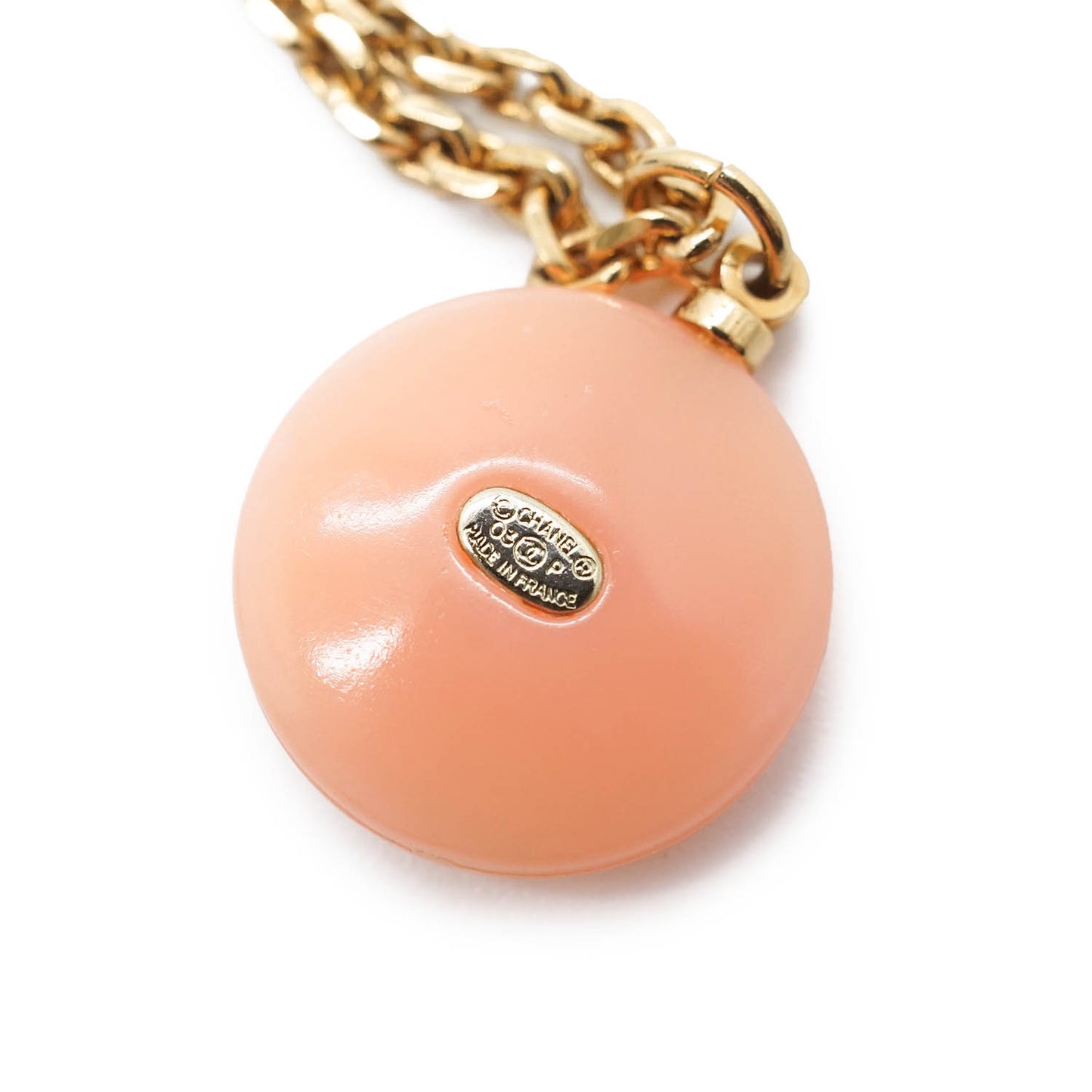 CC Logo Pearl Round Pendant Chain Necklace