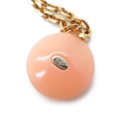 CC Logo Pearl Round Pendant Chain Necklace
