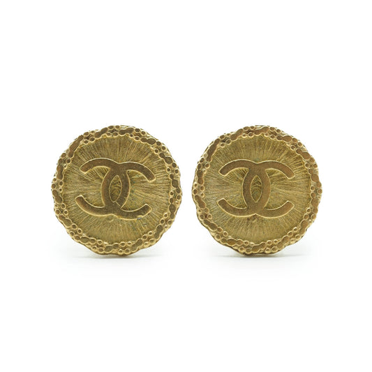 Coco Mark Round Clip Earrings GP