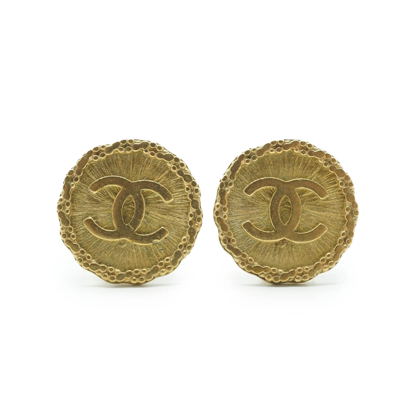 Coco Mark Round Clip Earrings GP