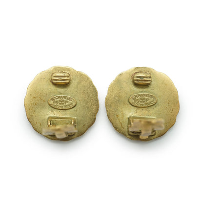 Coco Mark Round Clip Earrings GP