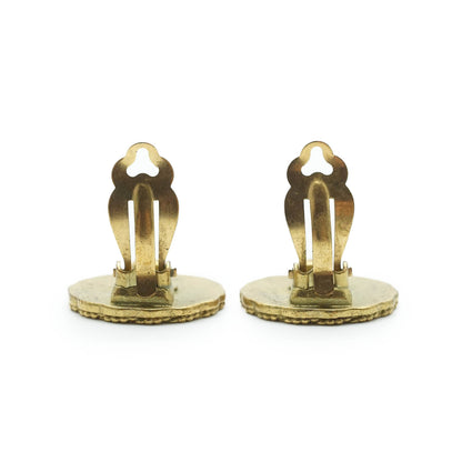 Coco Mark Round Clip Earrings GP