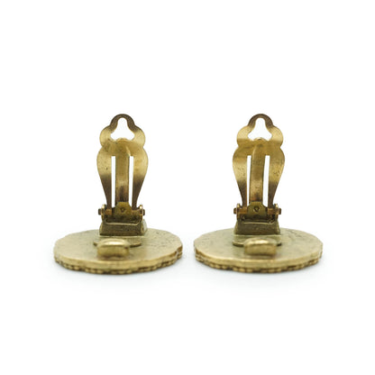 Coco Mark Round Clip Earrings GP