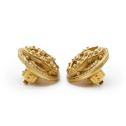 Coco Mark Filigree Round Clip Earrings GP