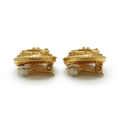 Coco Mark Filigree Round Clip Earrings GP