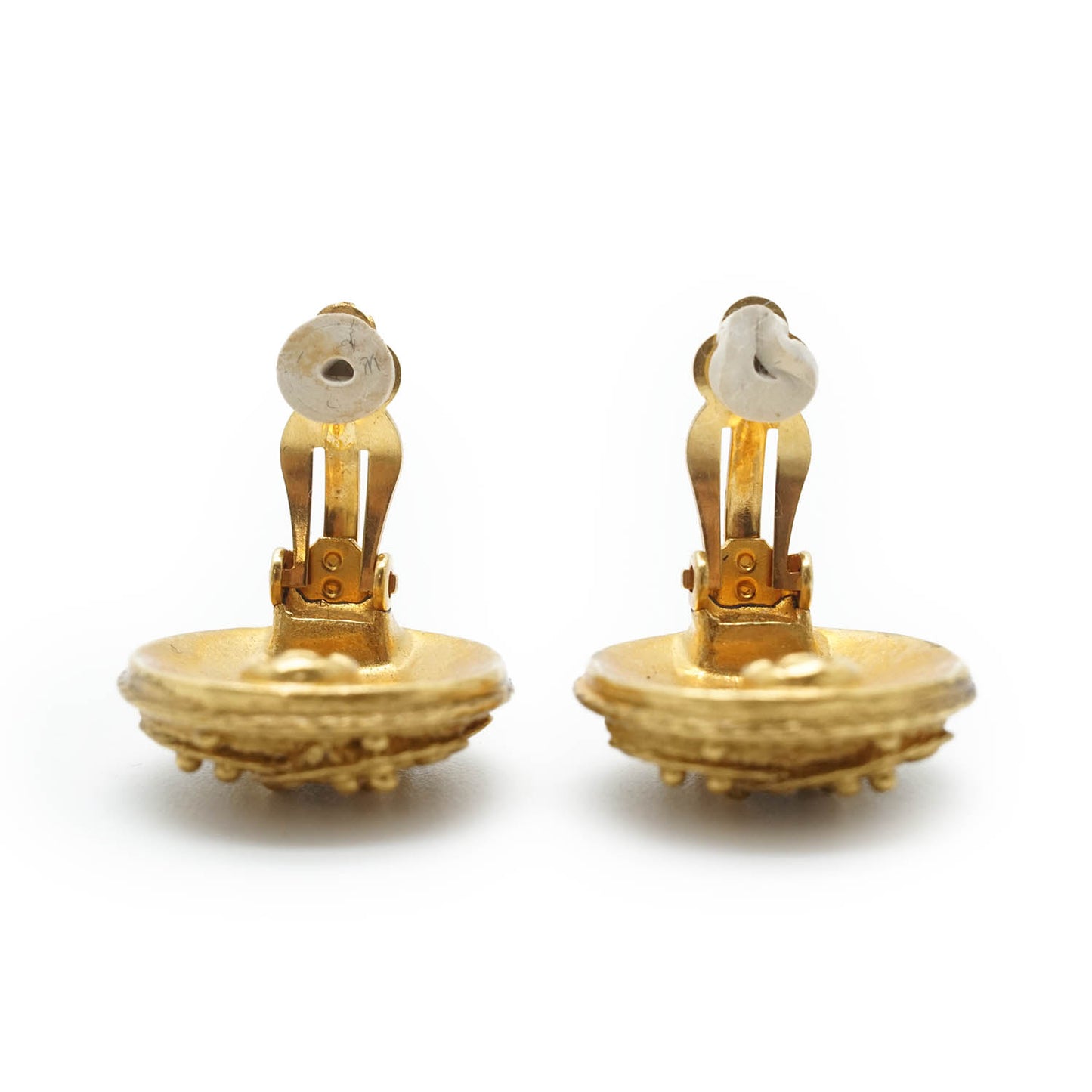 Coco Mark Filigree Round Clip Earrings GP