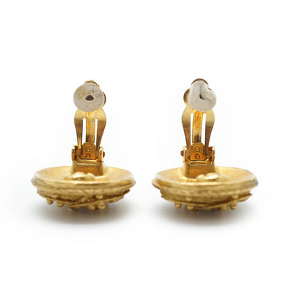 Coco Mark Filigree Round Clip Earrings GP