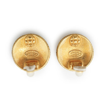 Coco Mark Filigree Round Clip Earrings GP