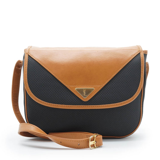 YSL Vintage Canvas Leather Crossbody Bag