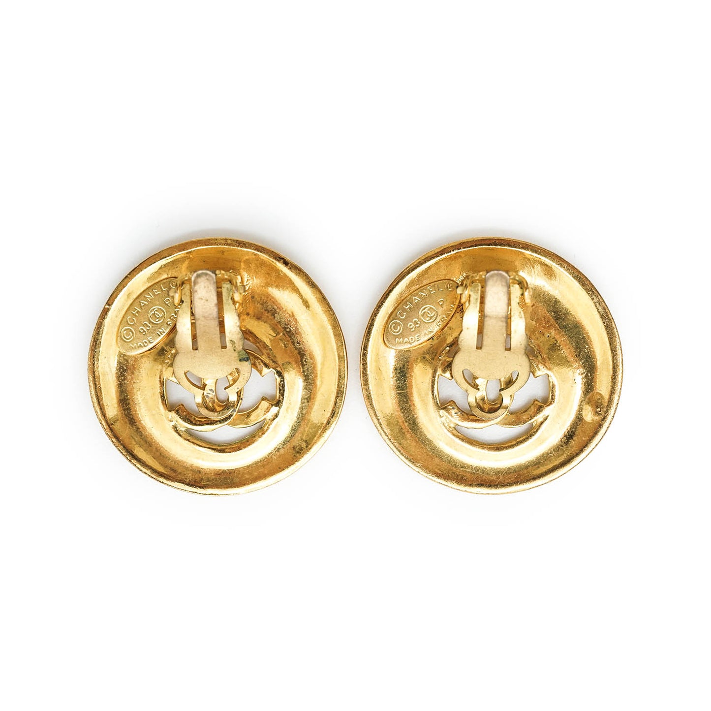 Coco Mark Cut-out Big Circle Clip Earrings GP