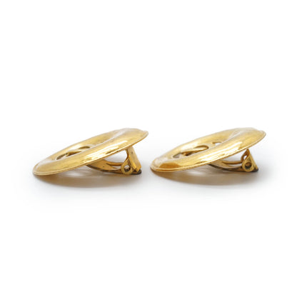 Coco Mark Cut-out Big Circle Clip Earrings GP