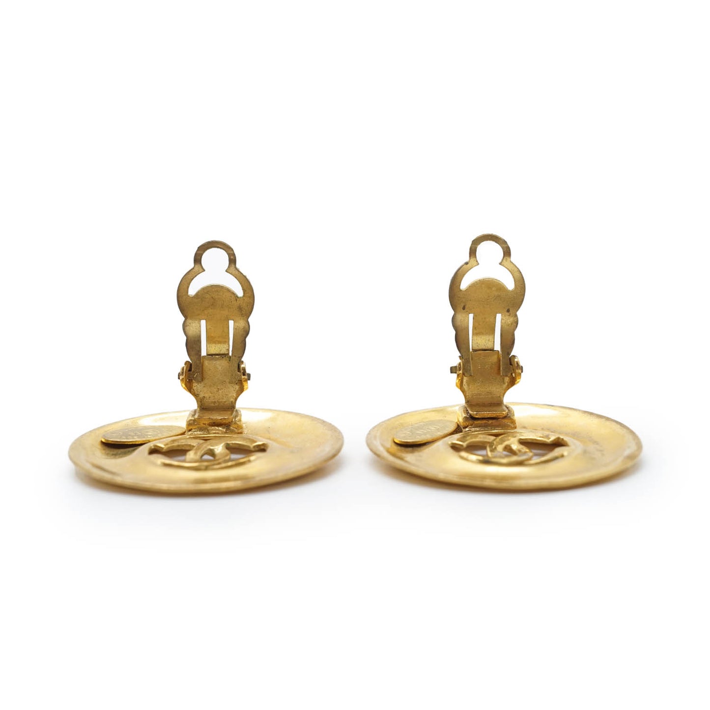 Coco Mark Cut-out Big Circle Clip Earrings GP