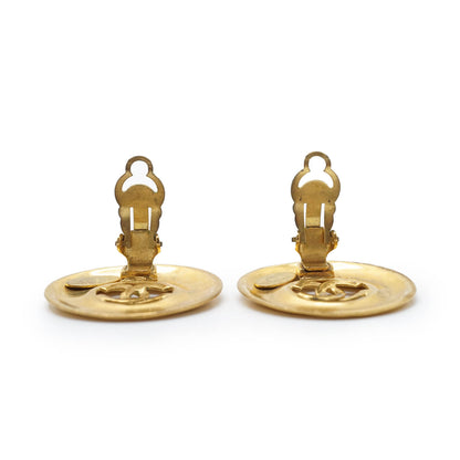 Coco Mark Cut-out Big Circle Clip Earrings GP