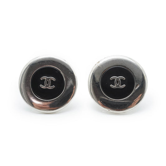 Bicolor Round Clip Earrings