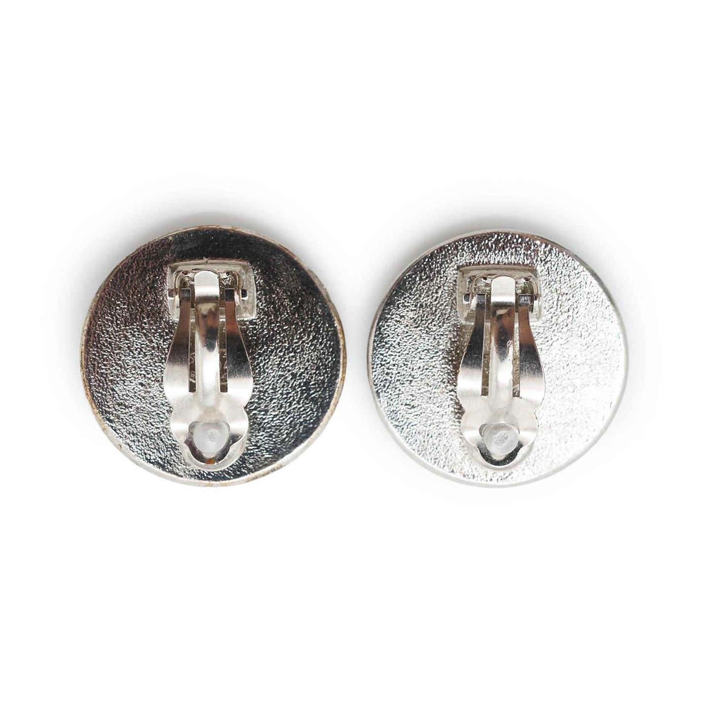 Bicolor Round Clip Earrings