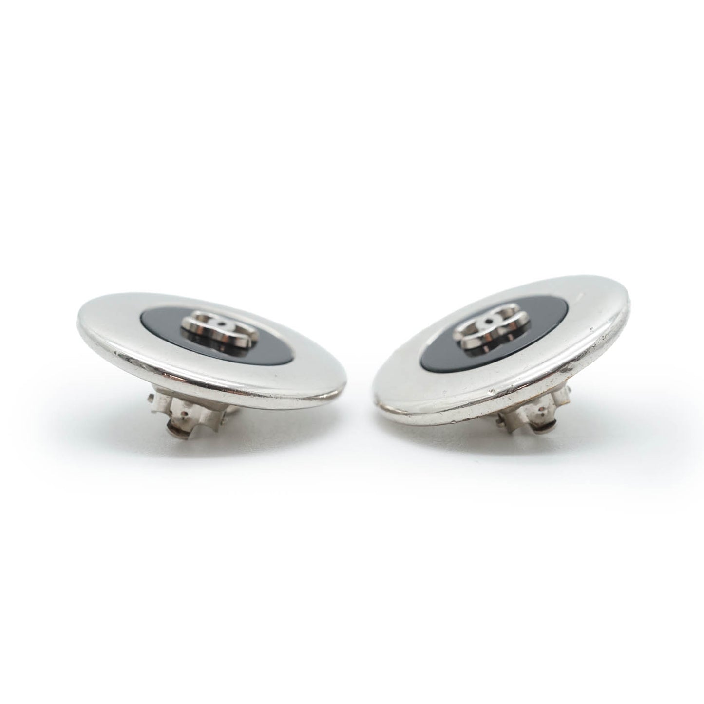 Bicolor Round Clip Earrings