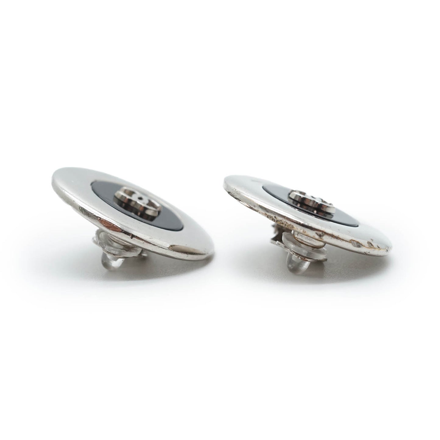 Bicolor Round Clip Earrings