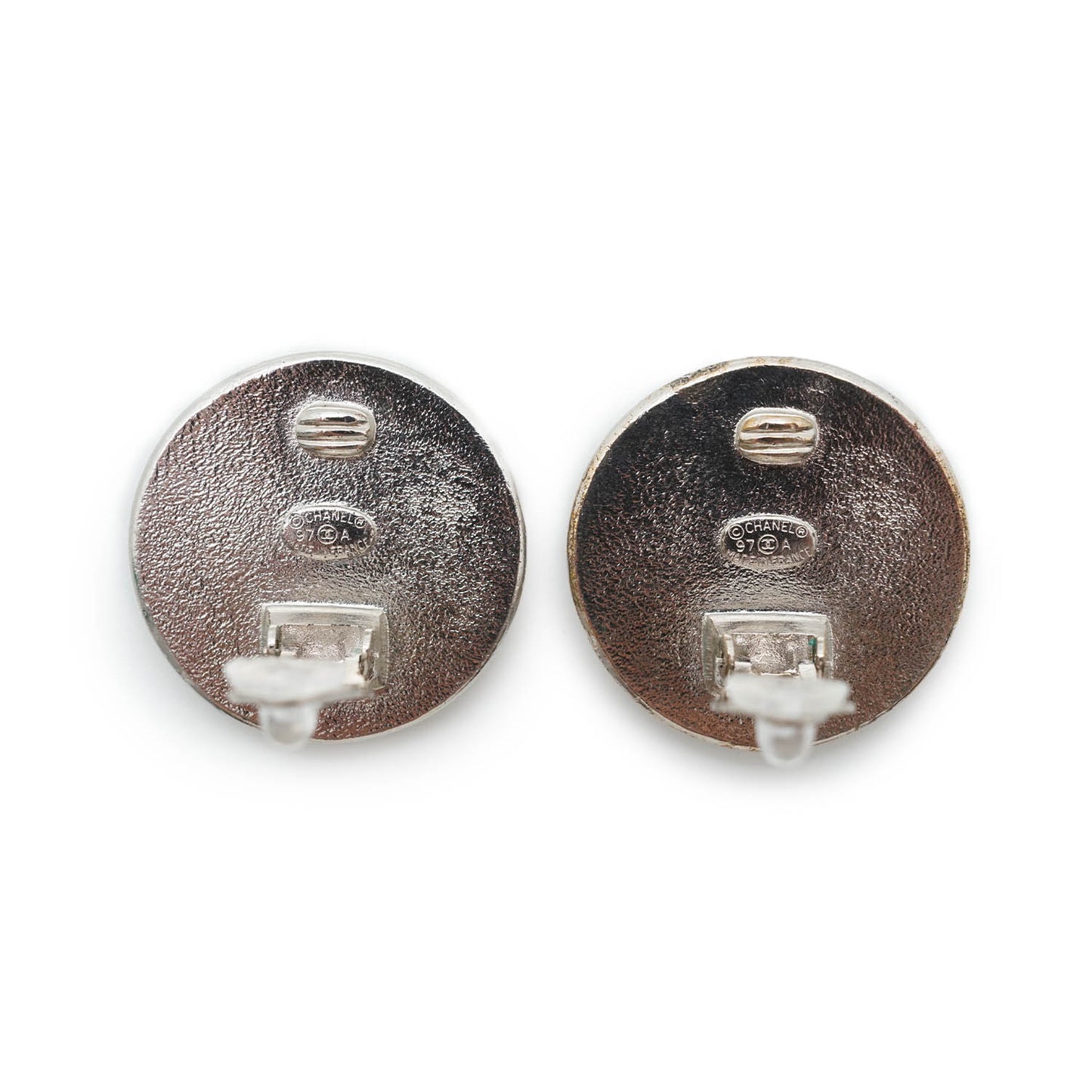 Bicolor Round Clip Earrings