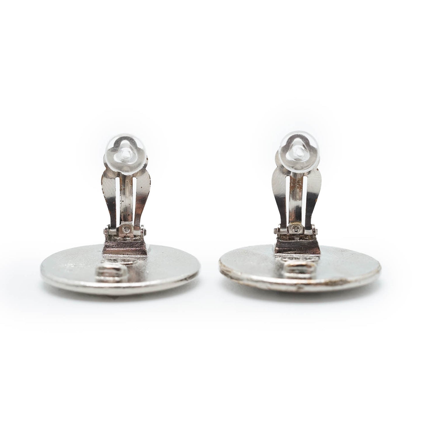 Bicolor Round Clip Earrings
