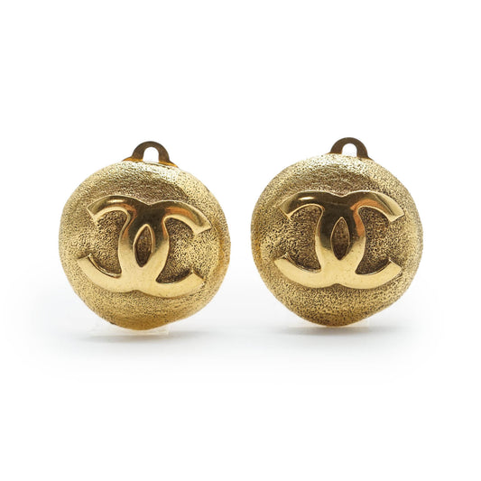 Coco Mark Round Clip Earrings GP