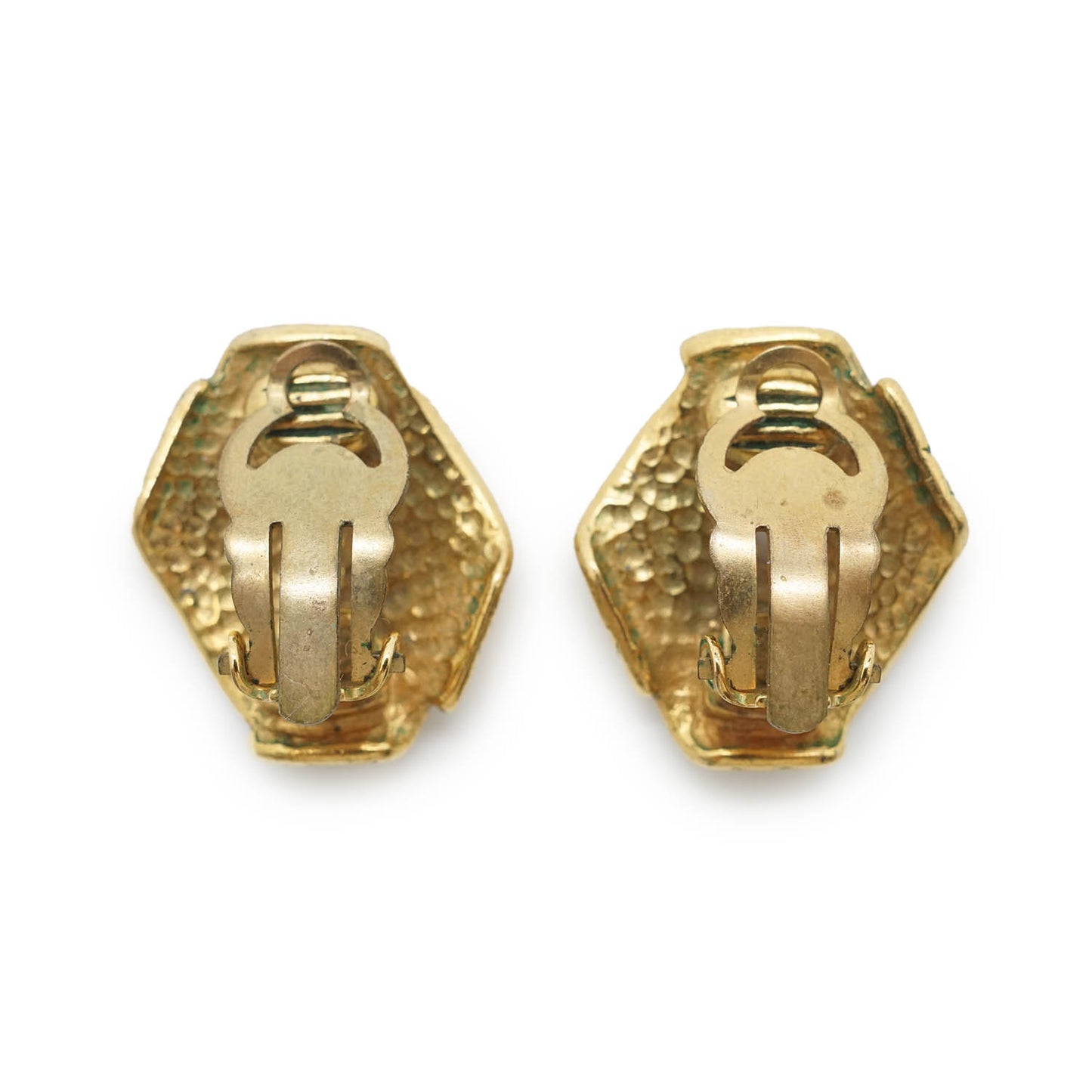 Chanel Logo Diamond Shape Clip Earrings GP