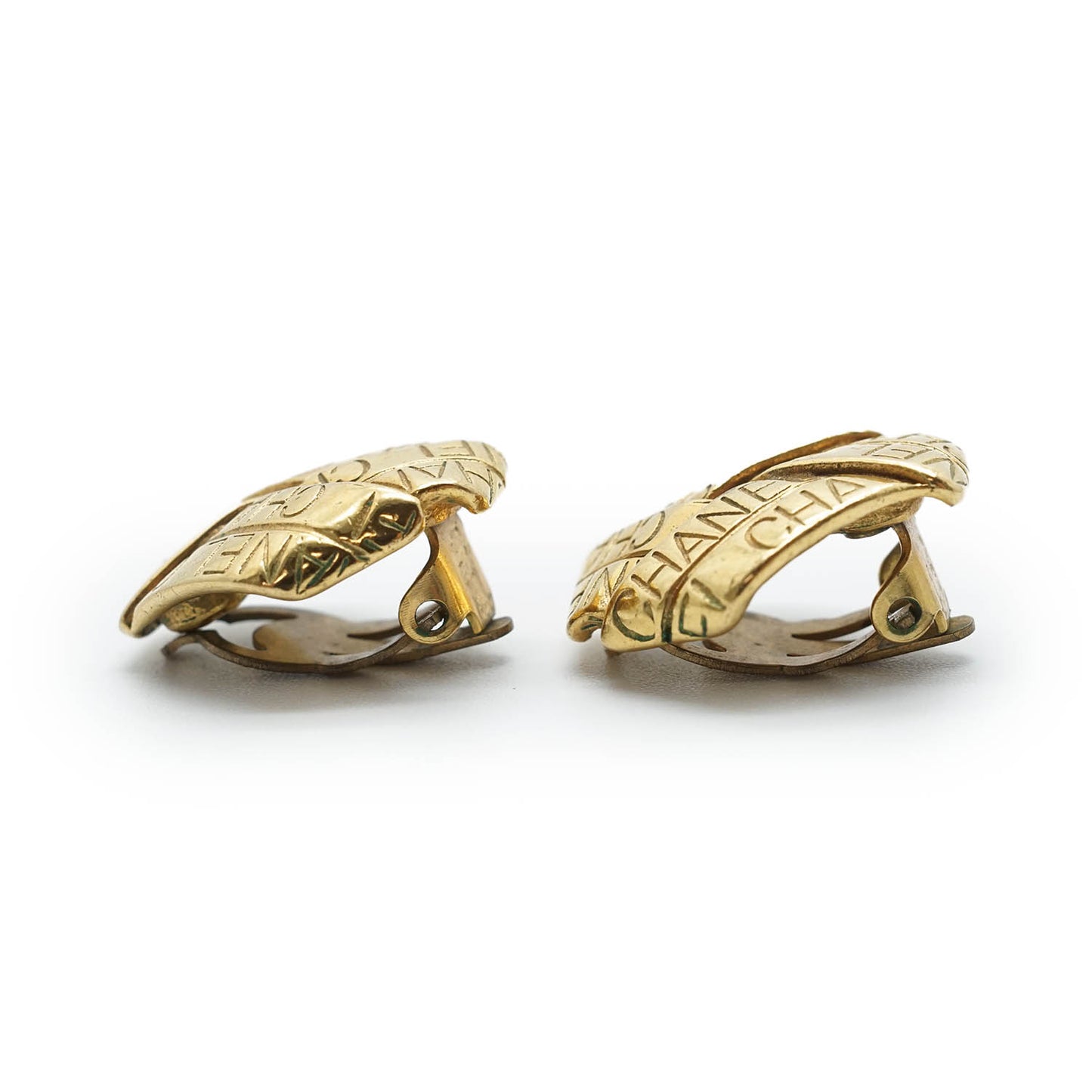 Chanel Logo Diamond Shape Clip Earrings GP