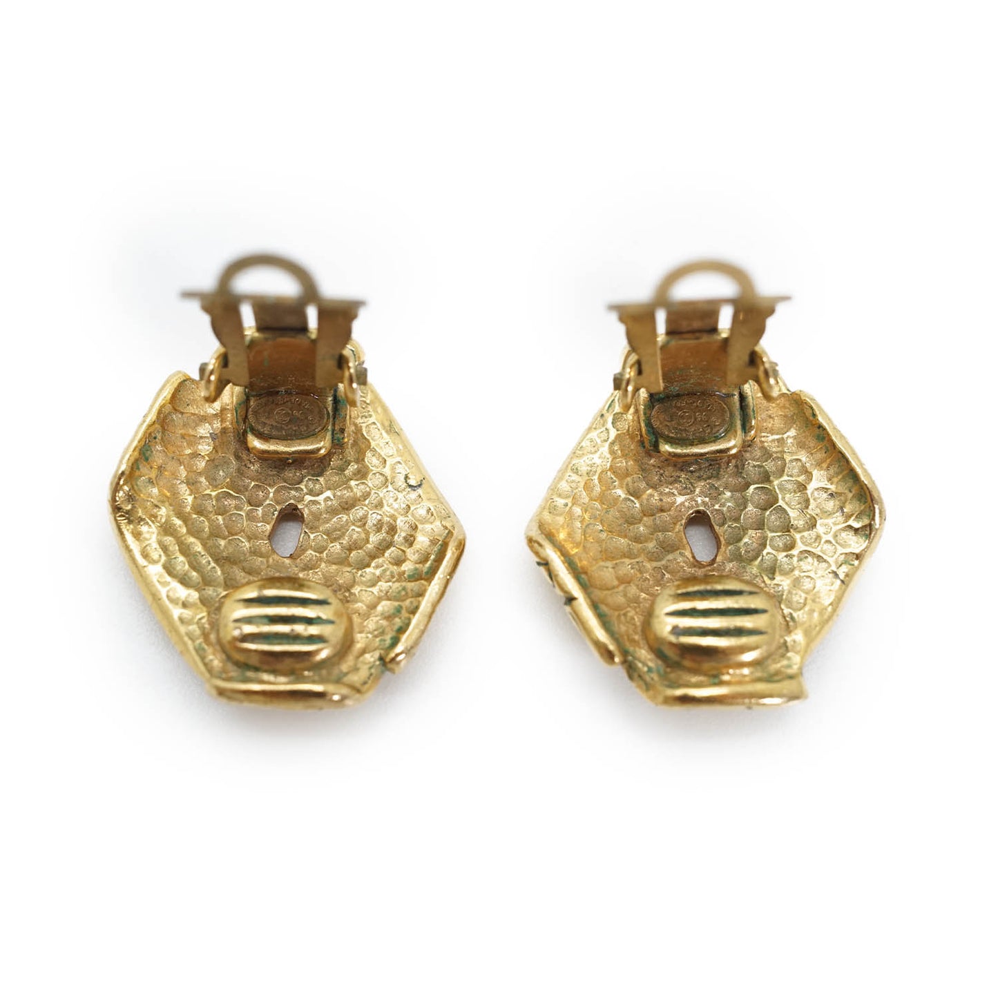 Chanel Logo Diamond Shape Clip Earrings GP