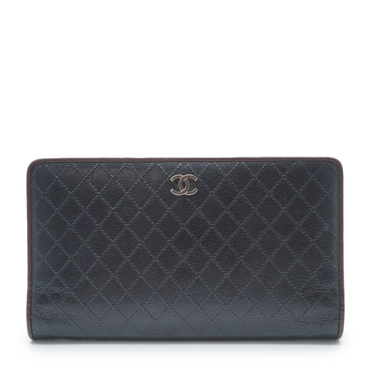 Bicolor Matelasse Bi-fold Long Wallet
