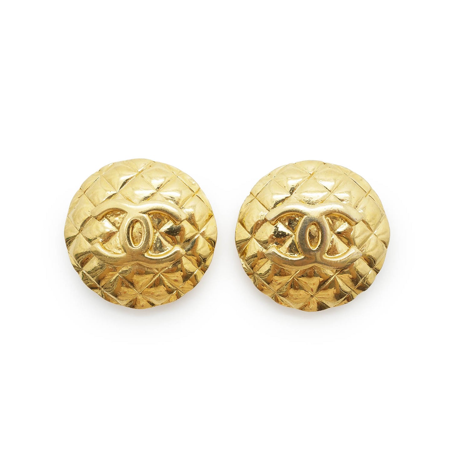 Coco Mark Matelasse Round Clip Earrings GP