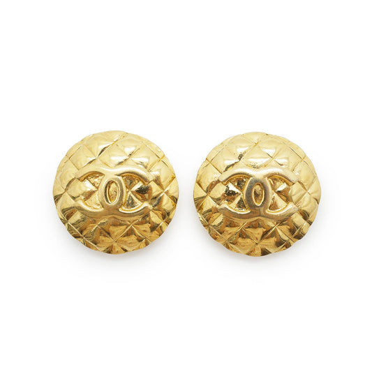 Coco Mark Matelasse Round Clip Earrings GP