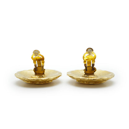 Coco Mark Matelasse Round Clip Earrings GP
