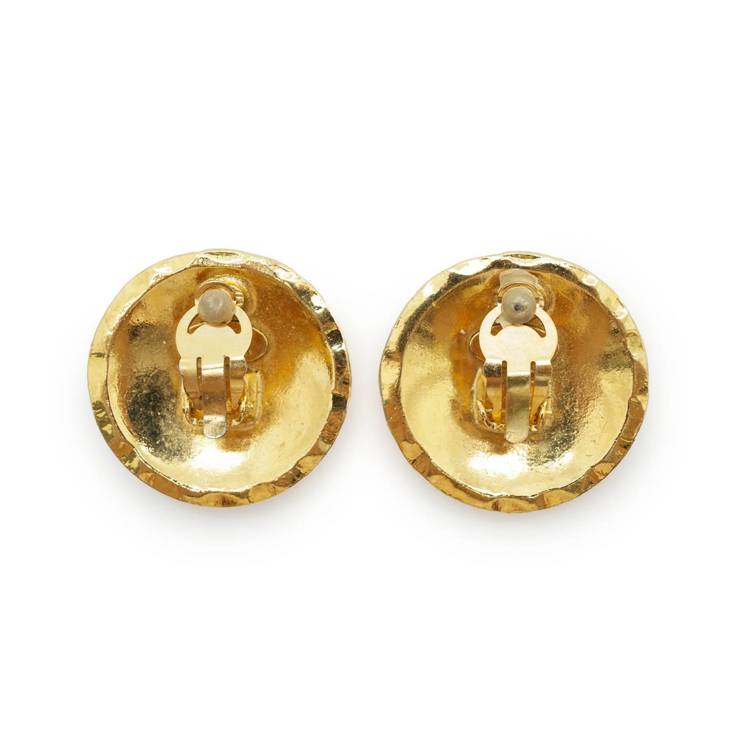 Coco Mark Matelasse Round Clip Earrings GP