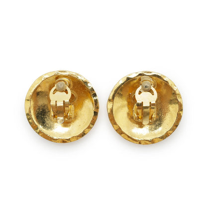 Coco Mark Matelasse Round Clip Earrings GP