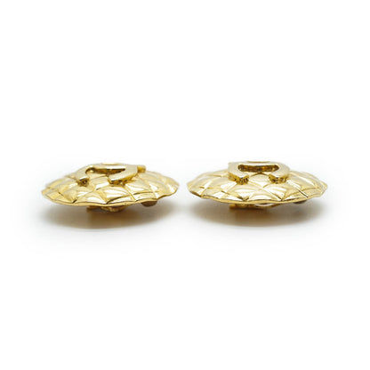 Coco Mark Matelasse Round Clip Earrings GP