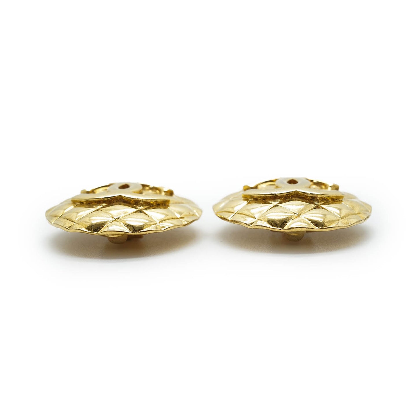 Coco Mark Matelasse Round Clip Earrings GP