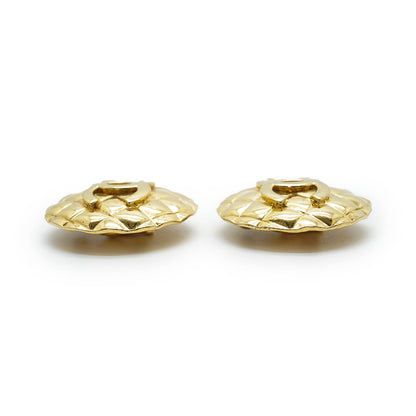Coco Mark Matelasse Round Clip Earrings GP