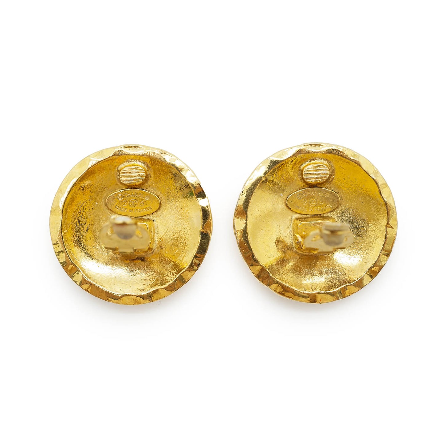 Coco Mark Matelasse Round Clip Earrings GP