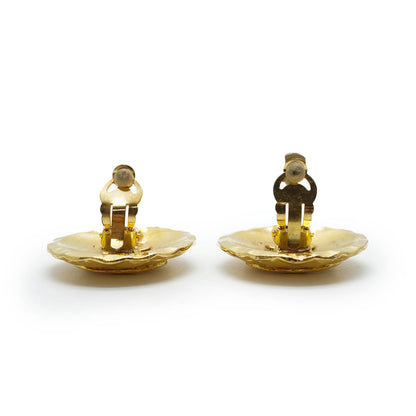 Coco Mark Matelasse Round Clip Earrings GP