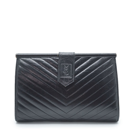 YSL Quilted Embossed Leather Clutch