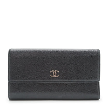 Metallic CC Logo Bi-fold Long Wallet